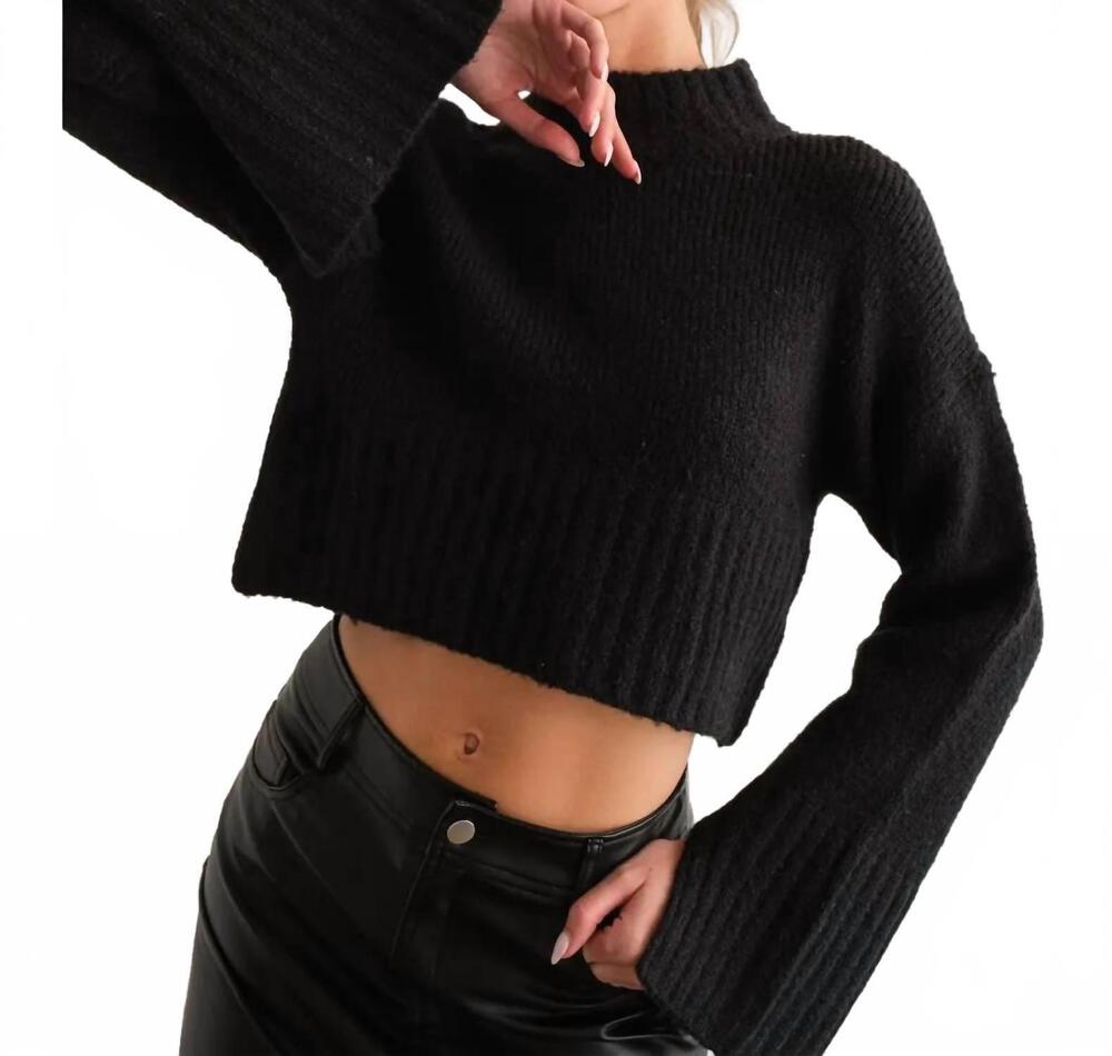 NEW PAPERMOON khloe mock neck knit top in black